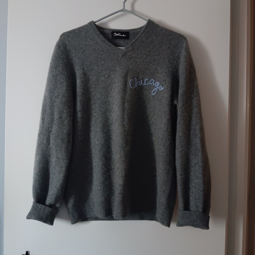 SABINA 100% Cashmere Grey v neck sweater